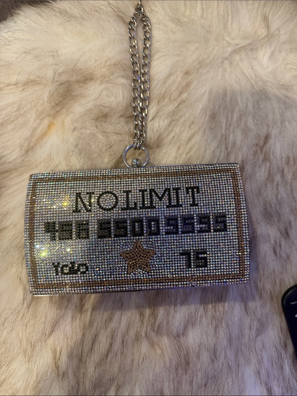 NO LIMIT Crystal Embellished Credit Card-Style Crossbody Bag - Silver
